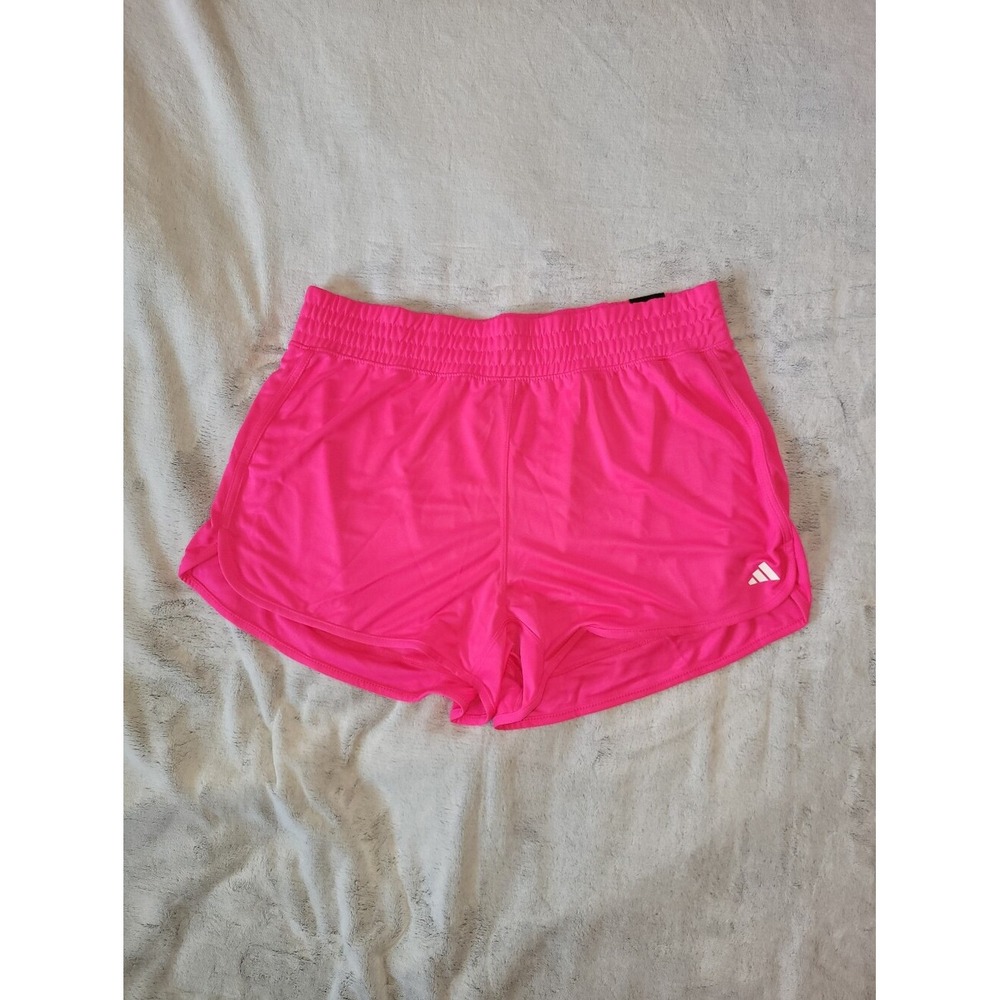 Adidas Womens Size 2XL Pacer Essentials High Rise Knit Training Shorts Hot Pink